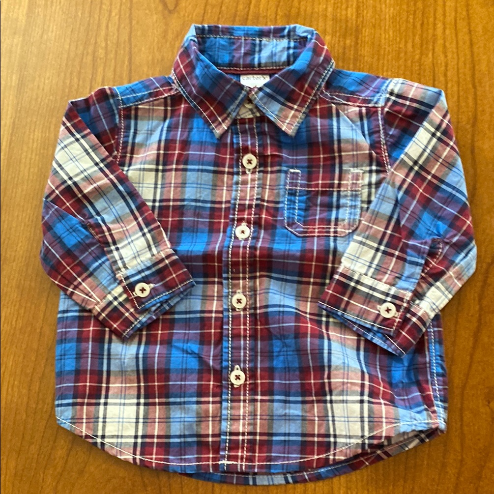 Carter's Blue And Red Plaid Button Down Shirt